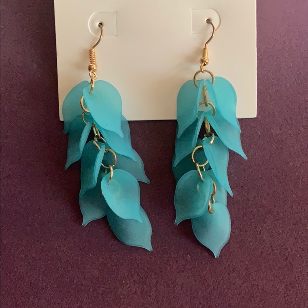 Blue leaf earrings